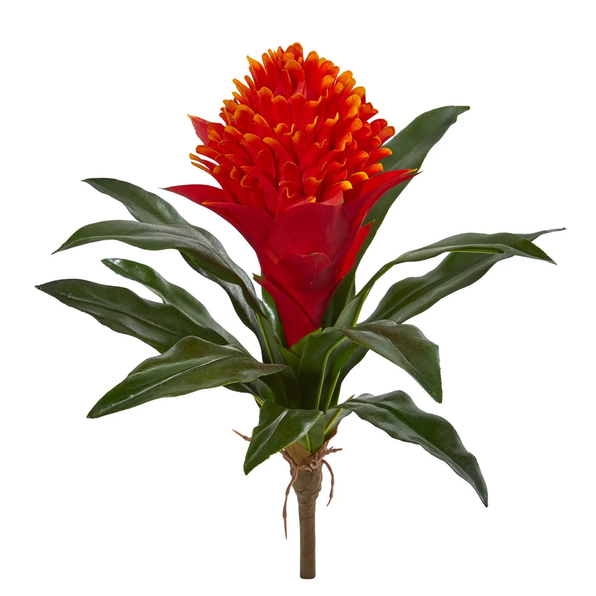 Nearly Natural 2265-S8 14" Artificial Green & Orange Bromeliad Flower, Set of 8
