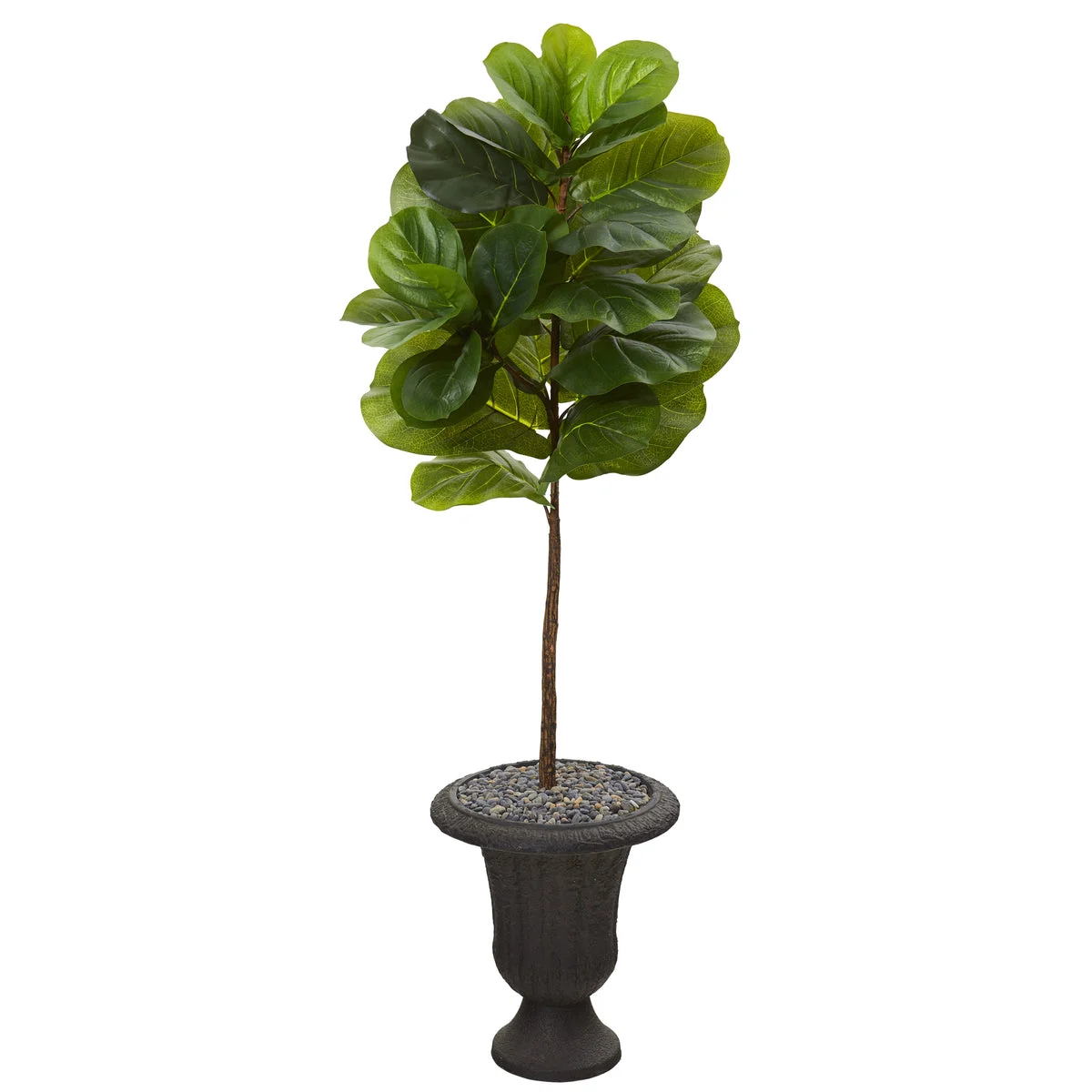 Nearly Natural T1157 4.5' Artificial Green Real Touch Fiddle Leaf Tree in Charcoal Urn