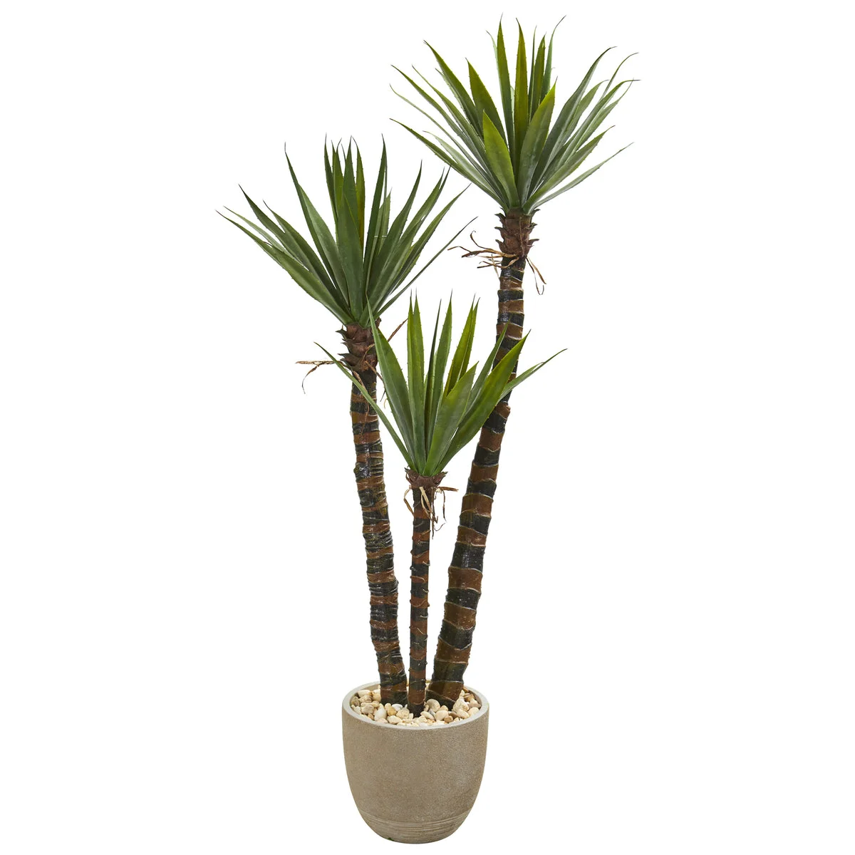 Nearly Natural 9969 60" Artificial Green Yucca Tree in Sandstone Planter