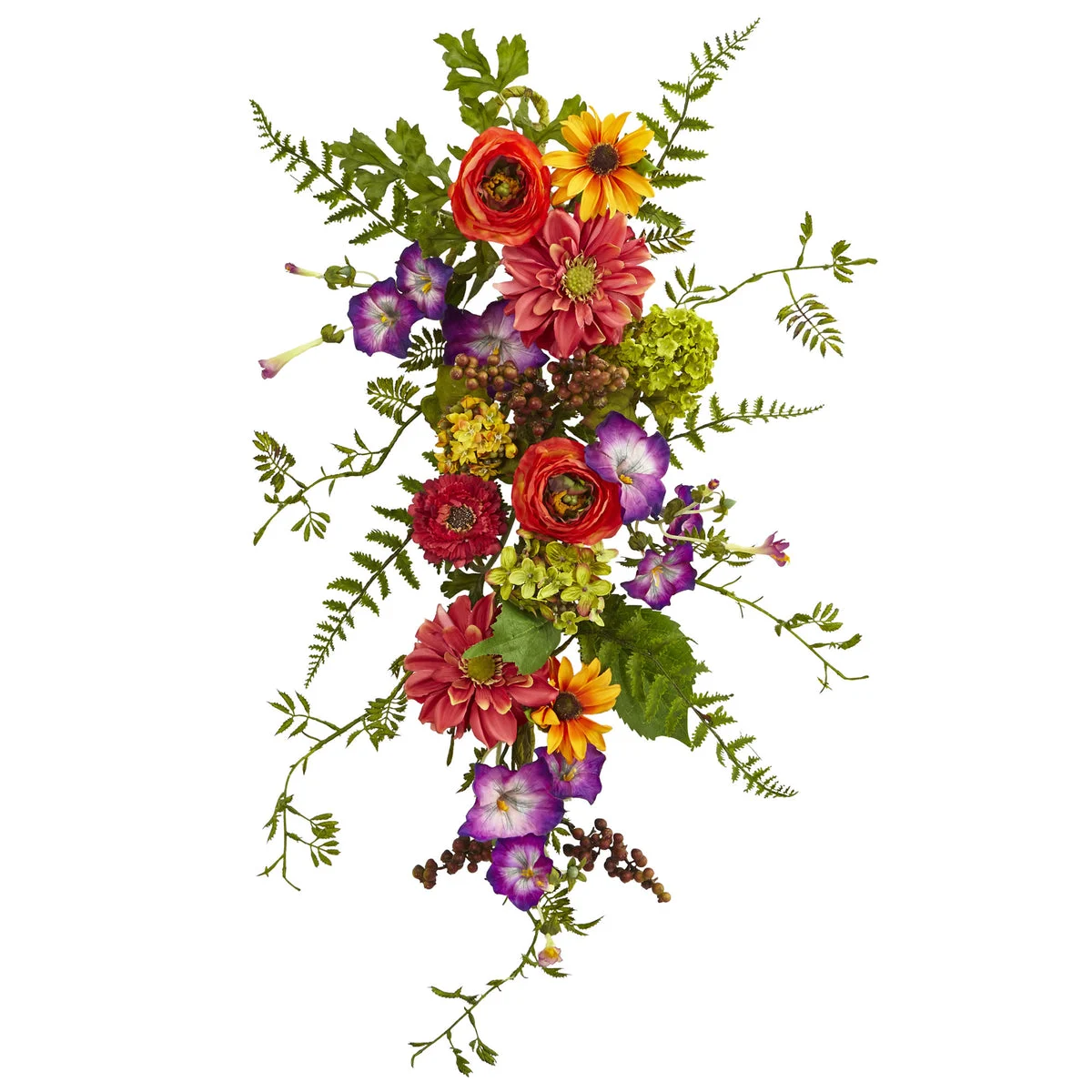 Nearly Natural 4578 24" Artificial Garden Flower Teardrop, Multicolor