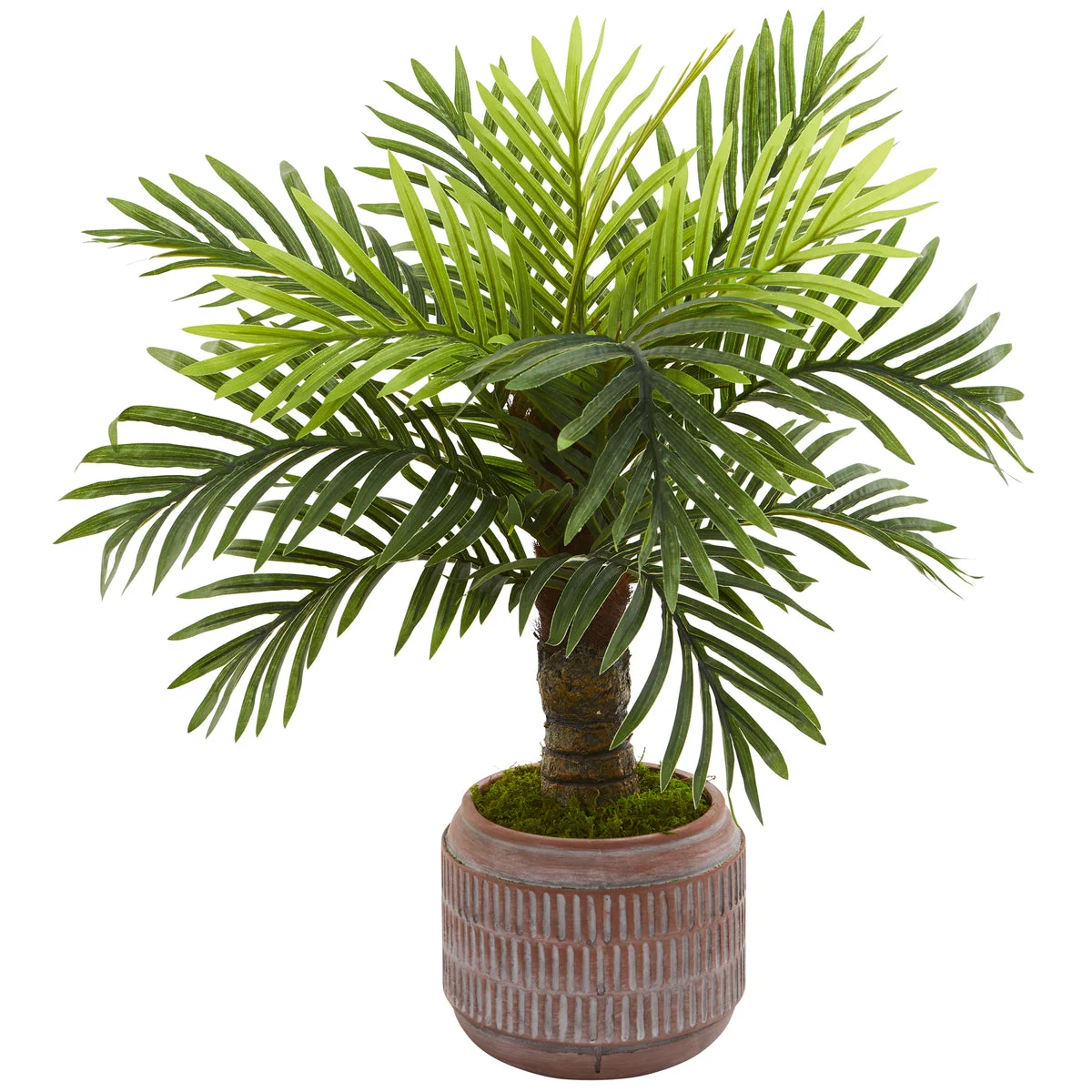 Nearly Natural 9906 27" Artificial Green Robellini Palm Tree in Stoneware Planter