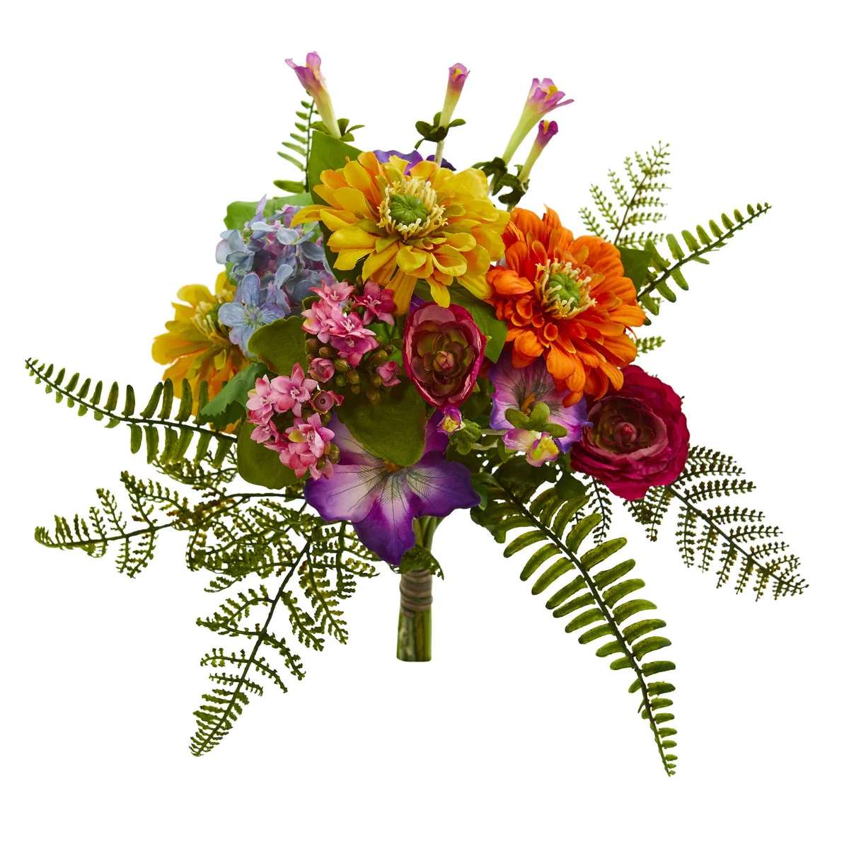 Nearly Natural 2240-S2 13" Artificial Mixed Flowers Bush, Multicolor, Set of 2