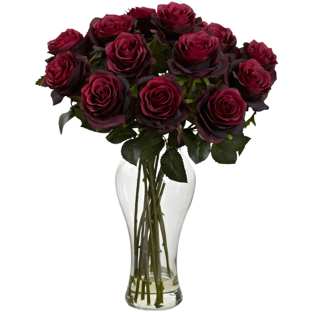Nearly Natural Blooming Roses w/Vase