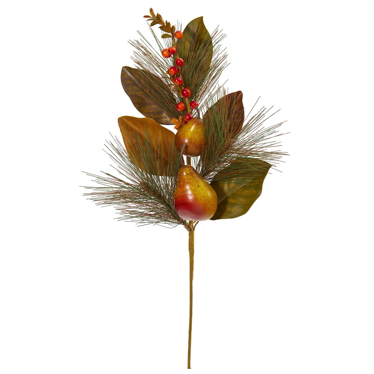 Nearly Natural 2346-S6 24" Artificial Green Pear, Pine & Magnolia Leaf Flower, (Set of 6)