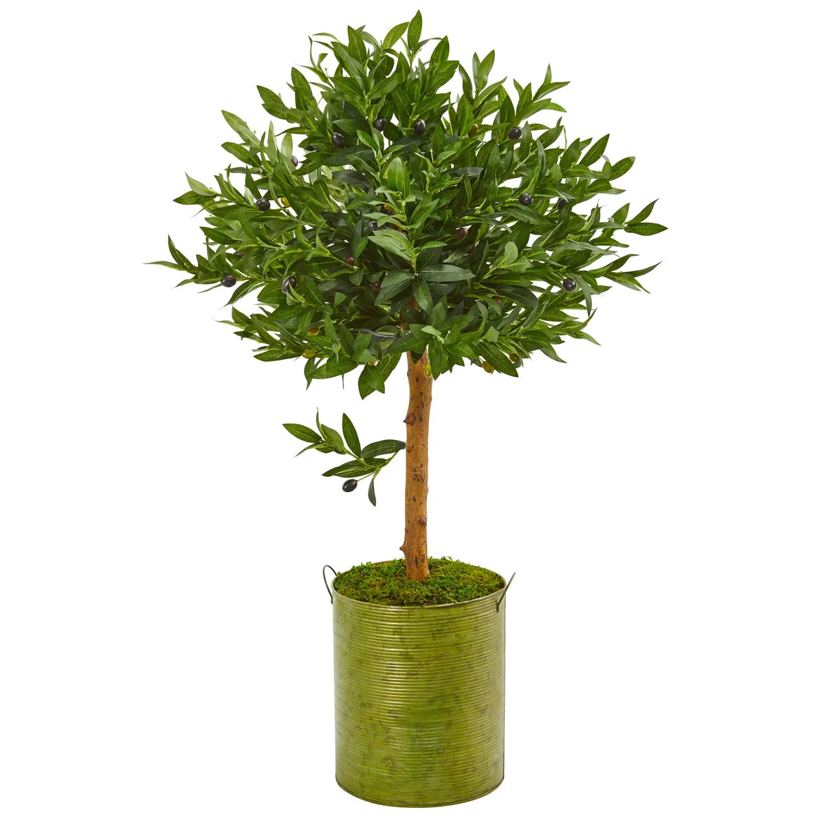 Nearly Natural 9313 3' Artificial Green Olive Topiary Tree in Green Planter, UV Resistant (Indoor/Outdoor)