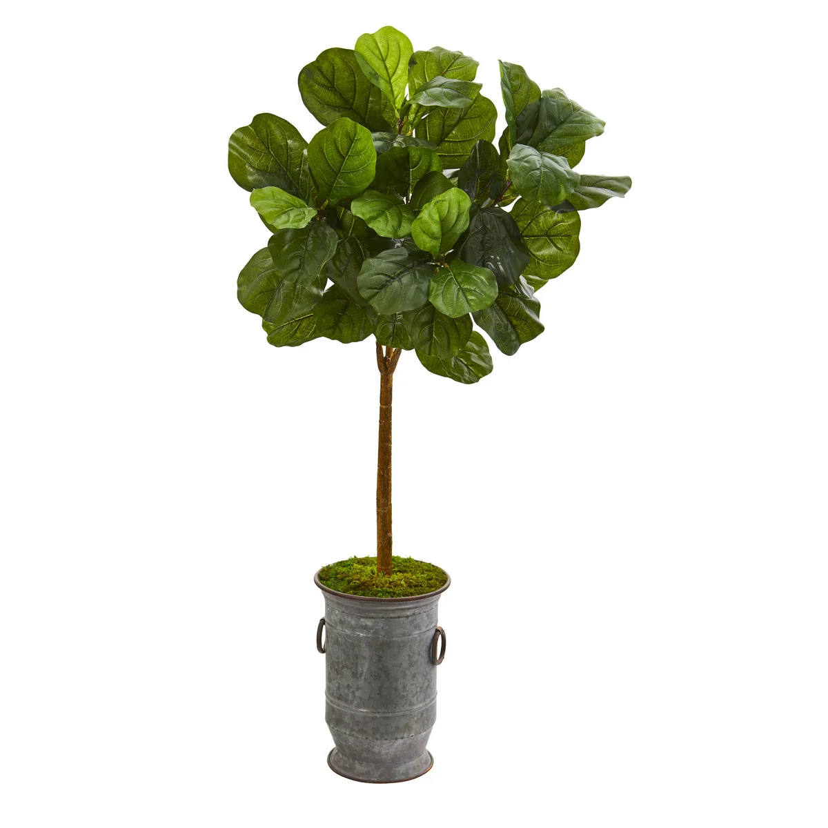 Nearly Natural T1173 46" Artificial Green Real Touch Fiddle Leaf Artificial Tree in Vintage Metal Planter