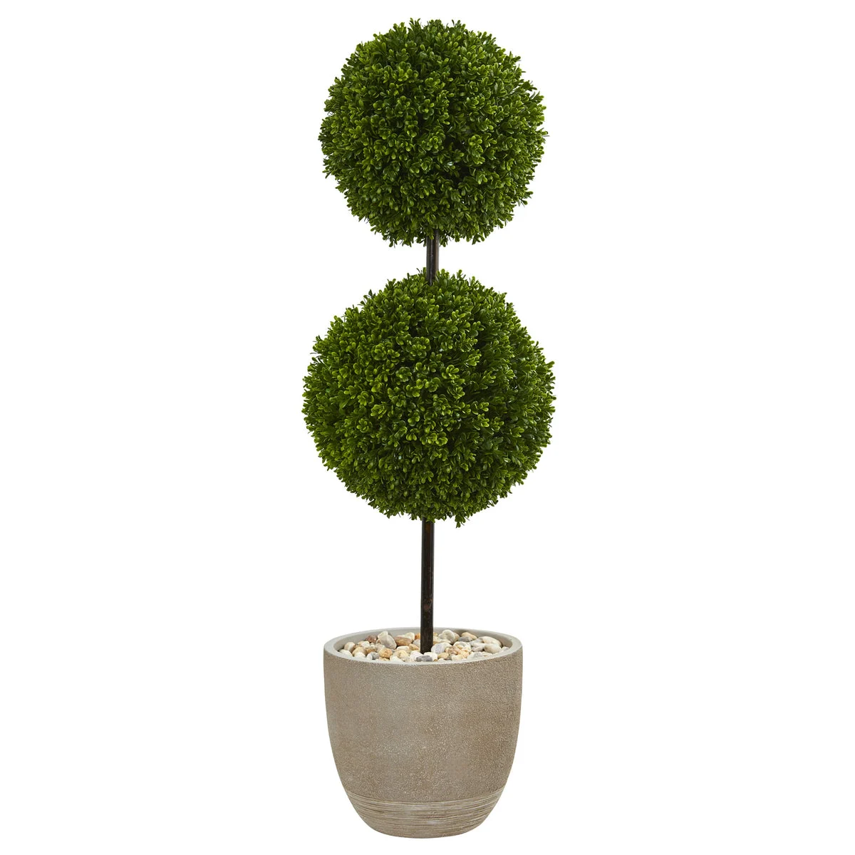 Nearly Natural 5701 4' Artificial Green Boxwood Double Ball Topiary Tree in Oval Planter, UV Resistant (Indoor/Outdoor)
