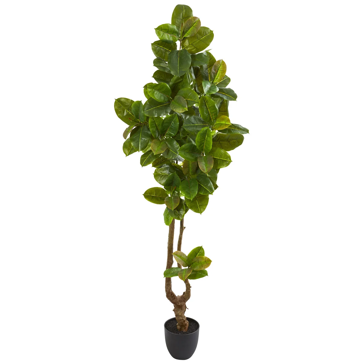 Nearly Natural 9117 81" Artificial Green Real Touch Rubber Leaf Tree in Black Pot
