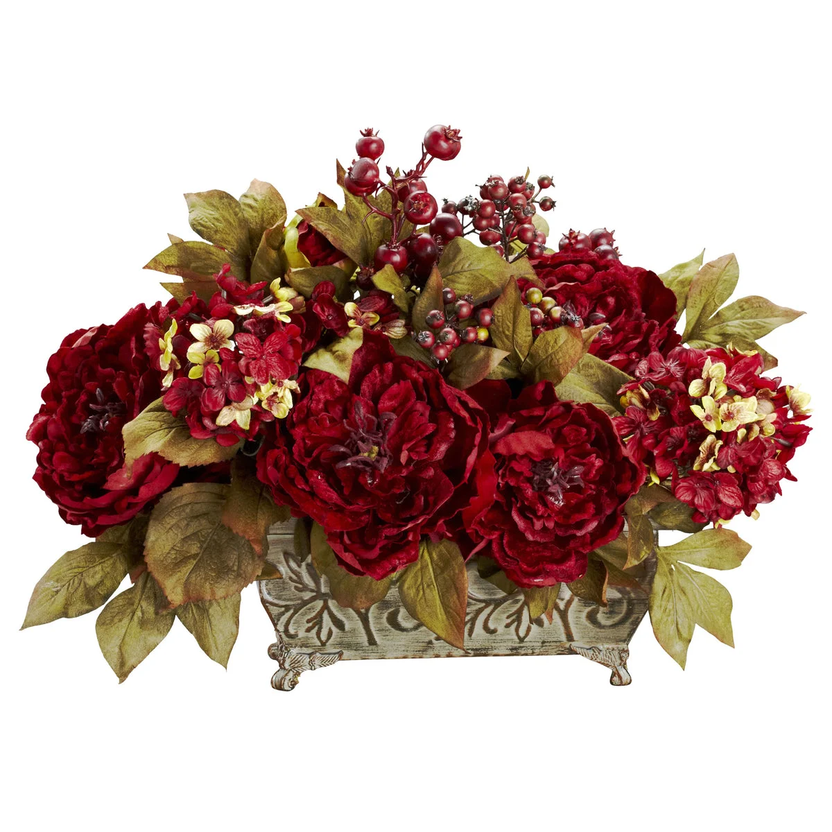 Nearly Natural Peony & Hydrangea Silk Arrangement