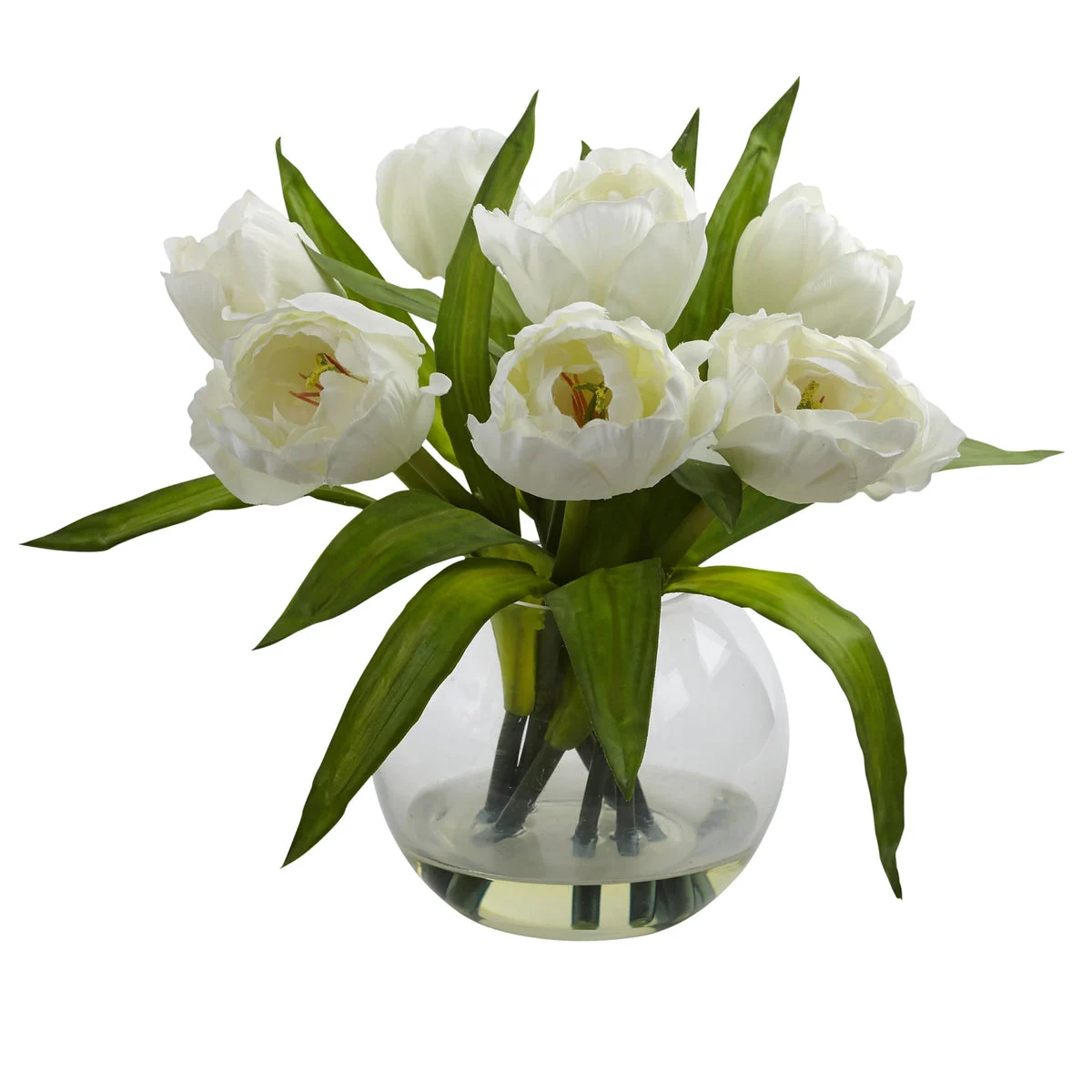 Nearly Natural Artificial Tulips Arrangement w/Vase