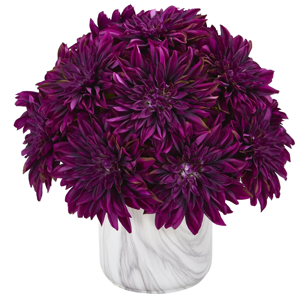 Nearly Natural 15`` Dahlia Artificial Arrangement in Marble Finished Vase