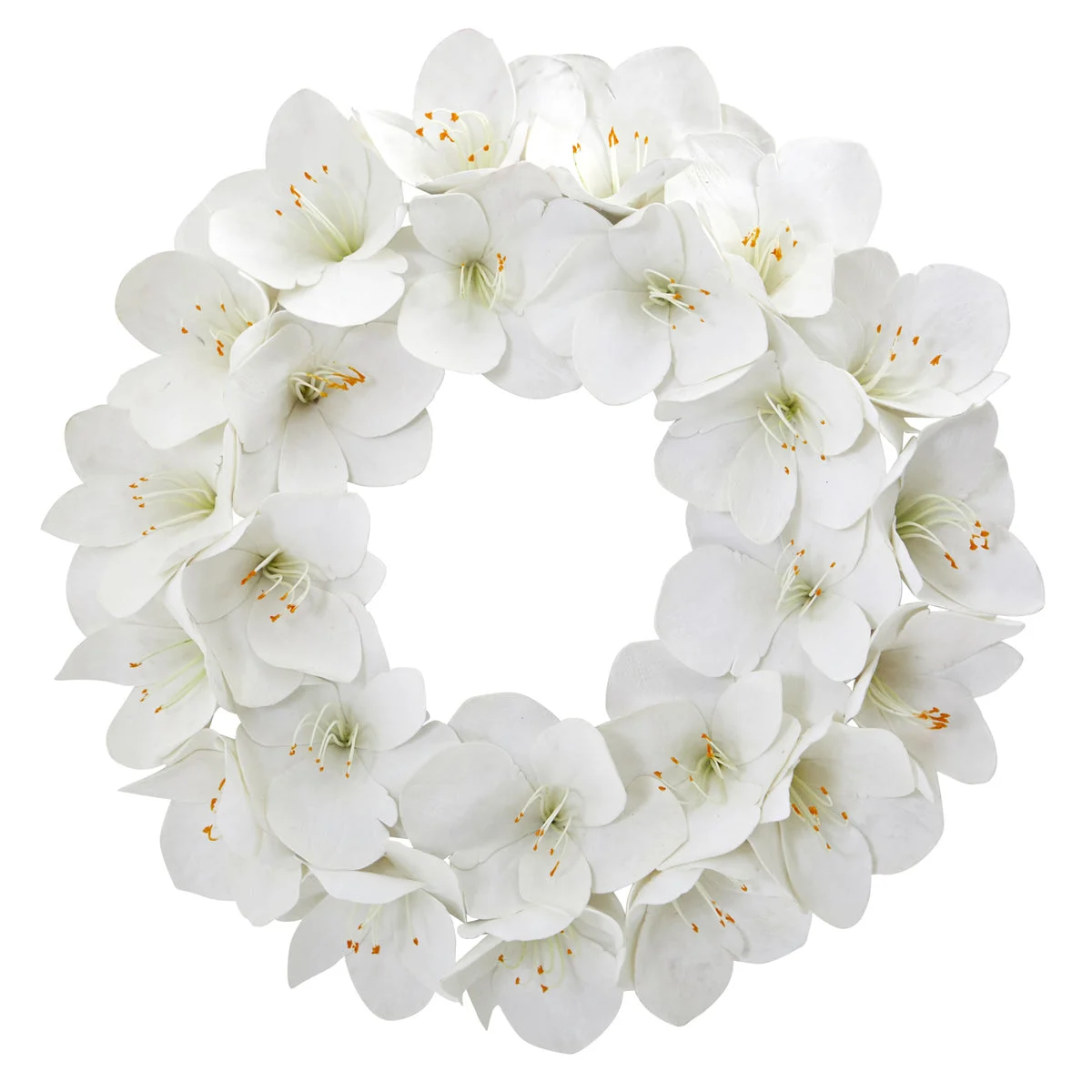 Nearly Natural 4257 24" Artificial White Amaryllis Wreath