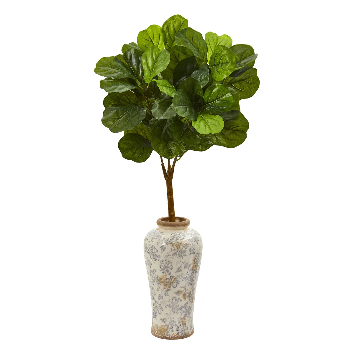 Nearly Natural T1171 40" Artificial Green Real Touch Fiddle Leaf Tree in Designer Vase