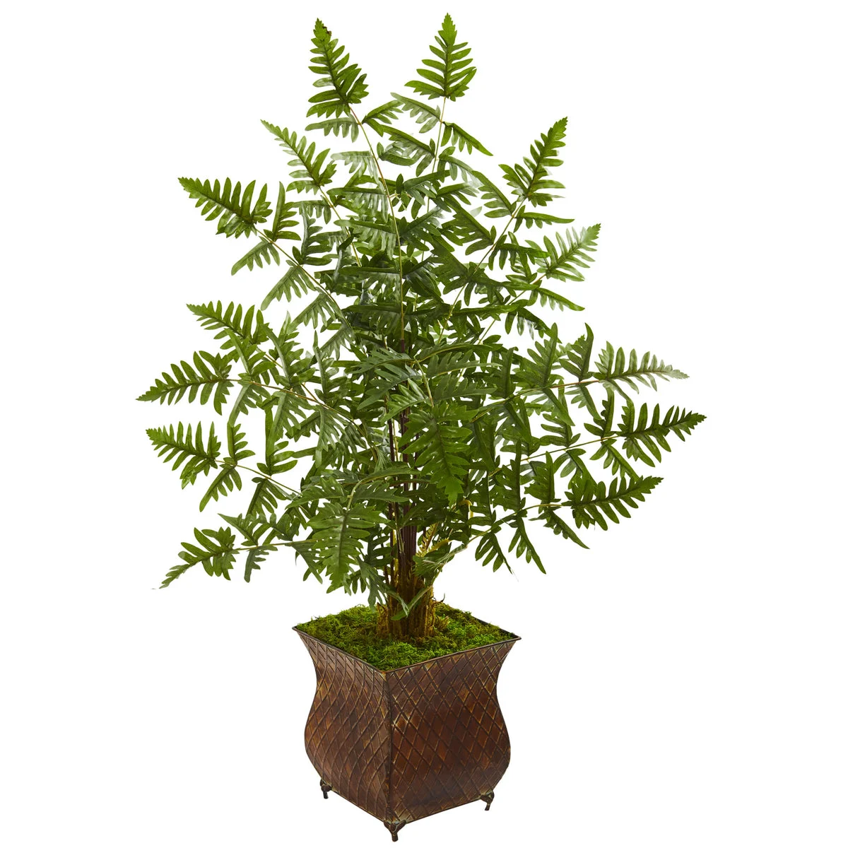 Nearly Natural 5654 3' Artificial Green Ruffle Fern Palm Tree in Metal Planter