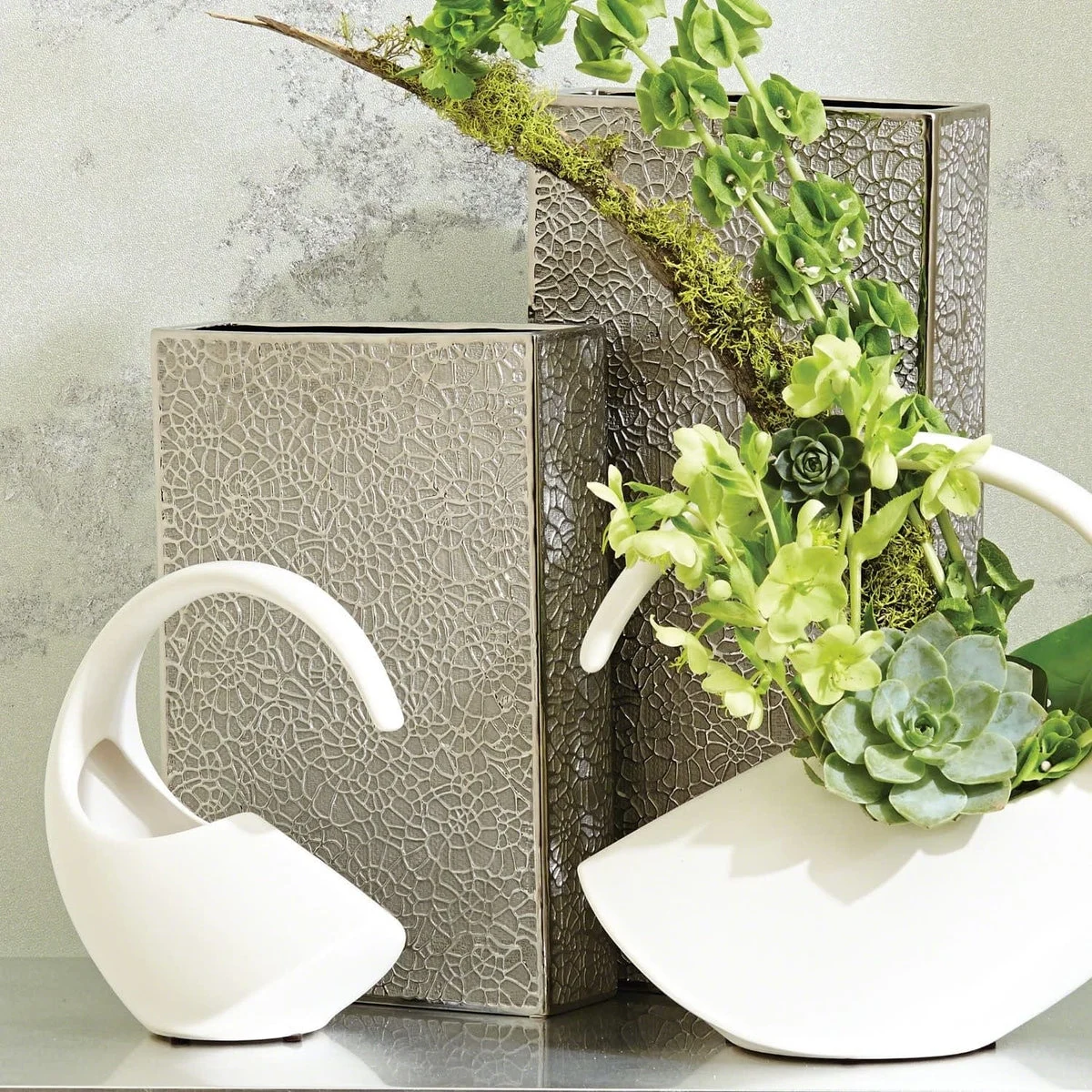 Organic Lace Vase - Silver Large