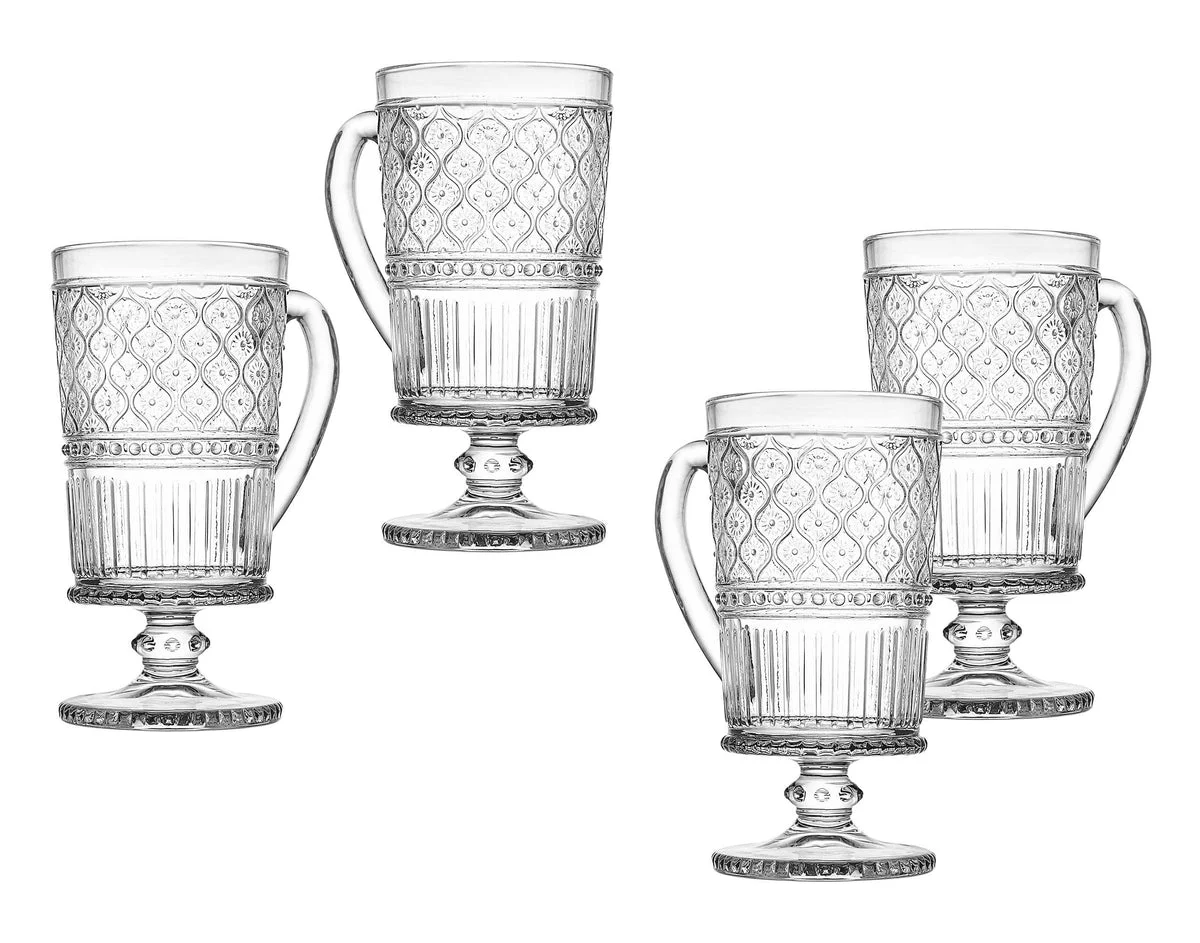 Clear Claro S/4 Footed Mugs 9oz: Clear / Non Leaded Crystal