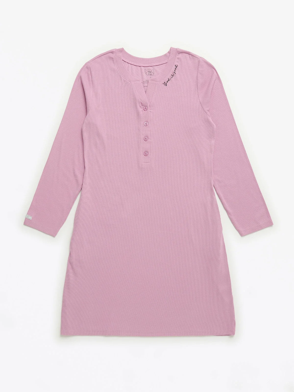 Solid Mauve Womens Nightgown PJ Ribbed Cotton-Bamboo Blend