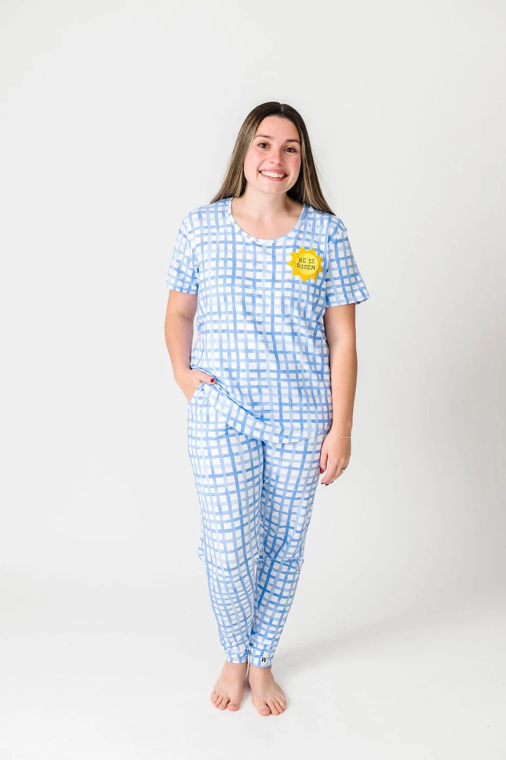 The Risen Son Womens PJ Short Sleeve Jogger Set Bamboo