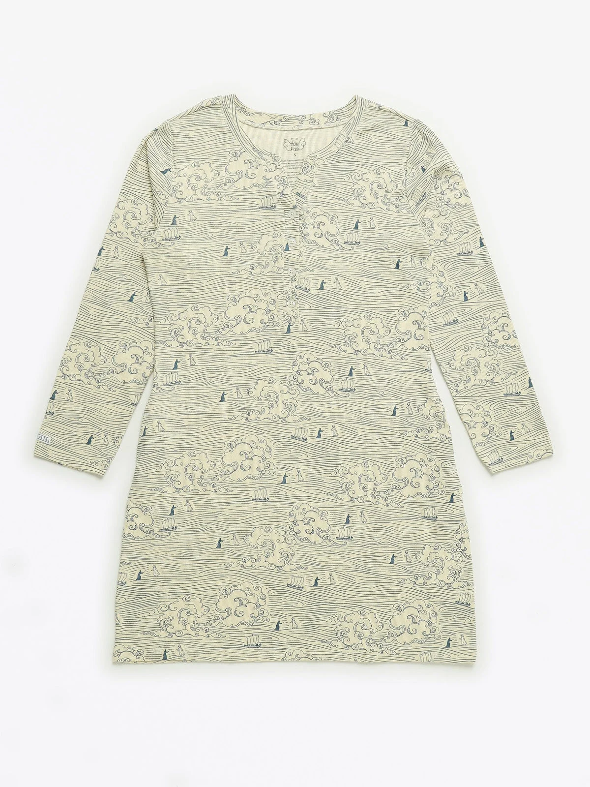 Walking on Water Womens Nightgown PJ Ribbed Cotton-Bamboo Blend