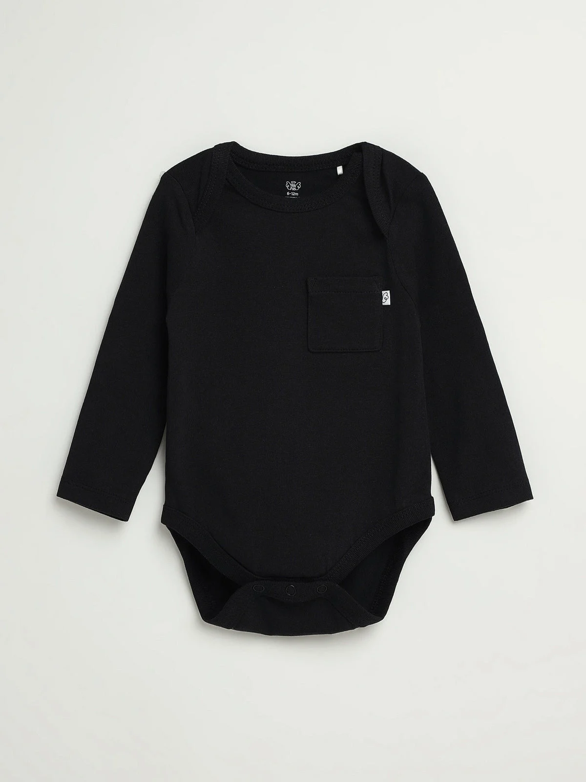 Black Prayer Pocket Long Sleeve Bodysuit Cotton