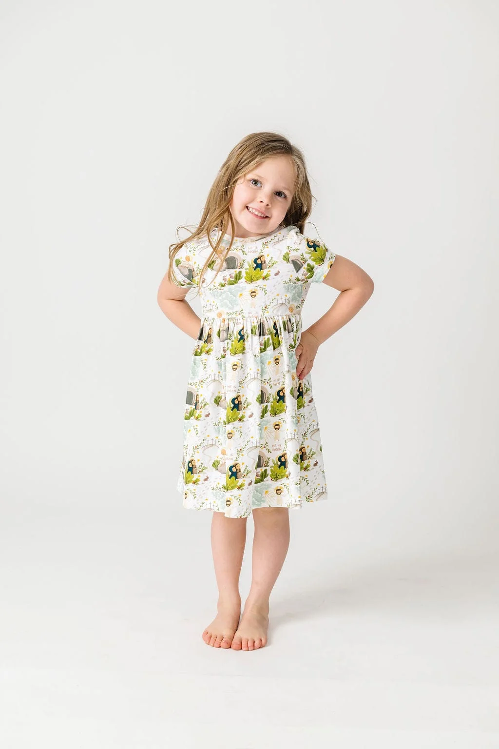 He Is Risen Short Sleeve Twirl Dress Cotton