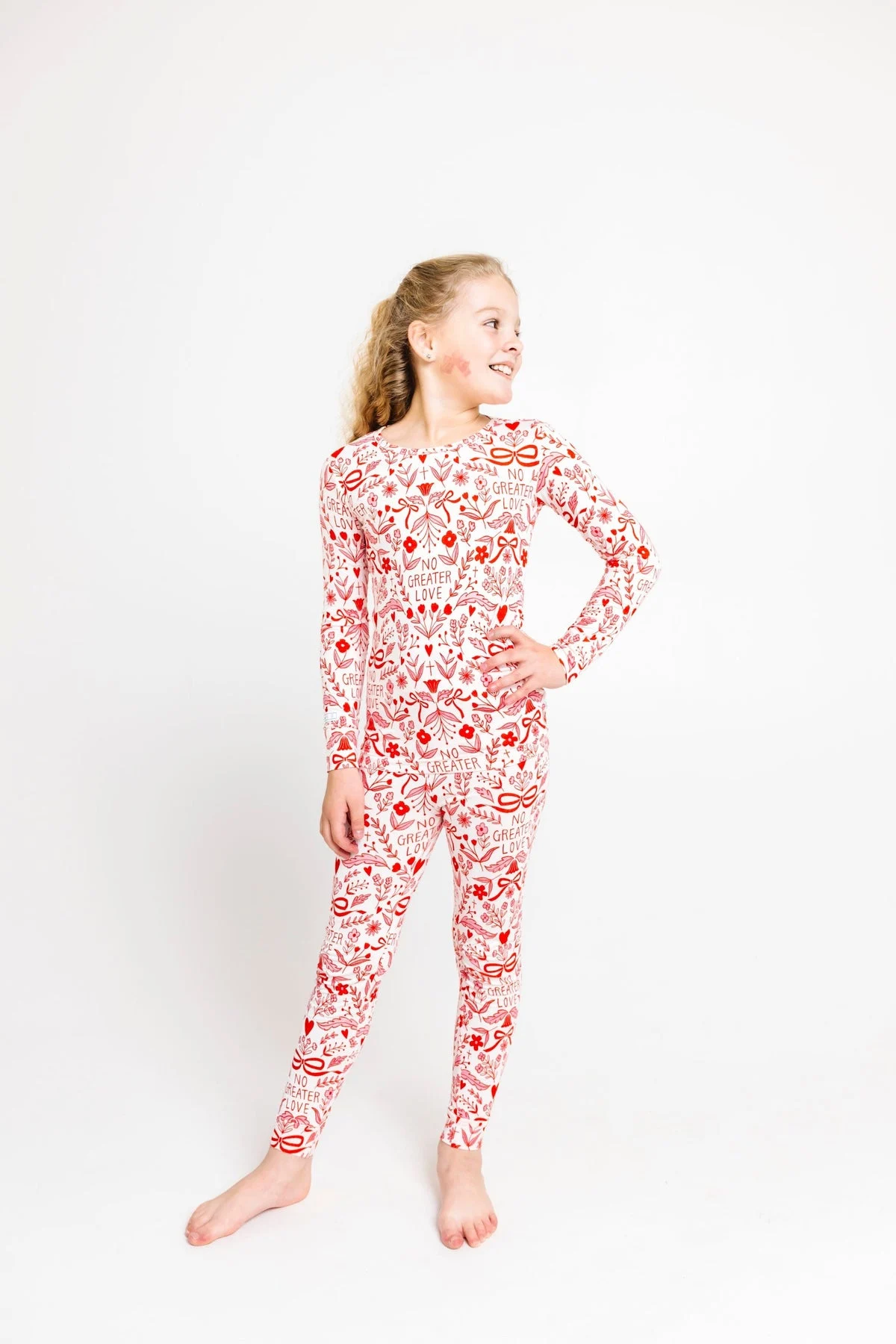No Greater Love Pink PJ Long Sleeve Set Bamboo