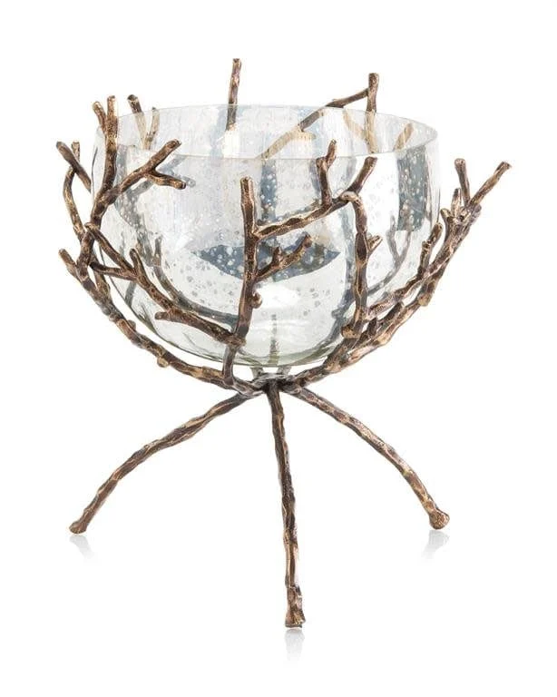 John-Richard Antique Bronze Twig with Clear Bowl