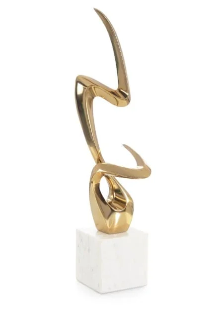 John-Richard Flow State Sculpture on Marble I, Brass