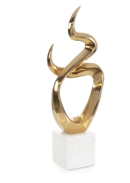 John-Richard Flow State Sculpture on Marble II, Brass
