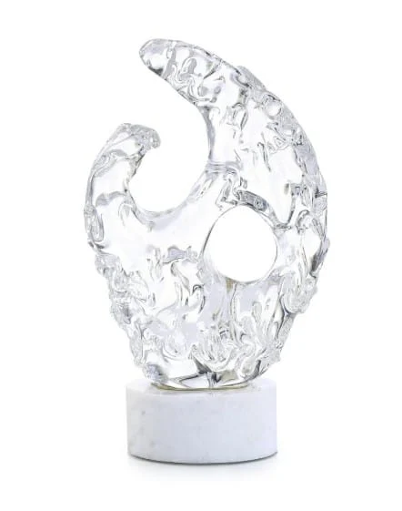 John-Richard Glacial Wisp Sculpture on Marble Base, Small