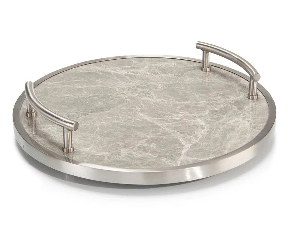 John-Richard Grey Round Tray - FINAL SALE