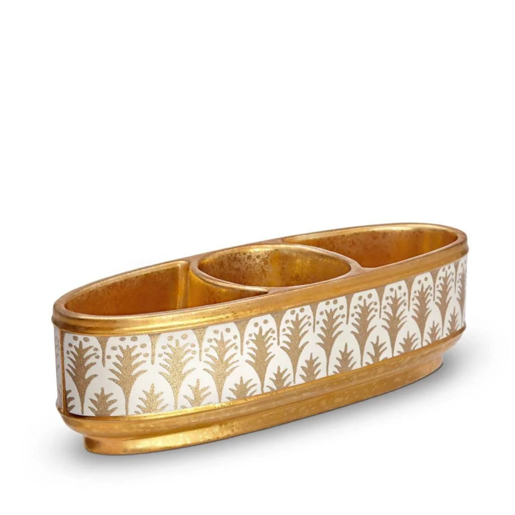 Fortuny Piumette Gold Condiment Dish - 3 Section