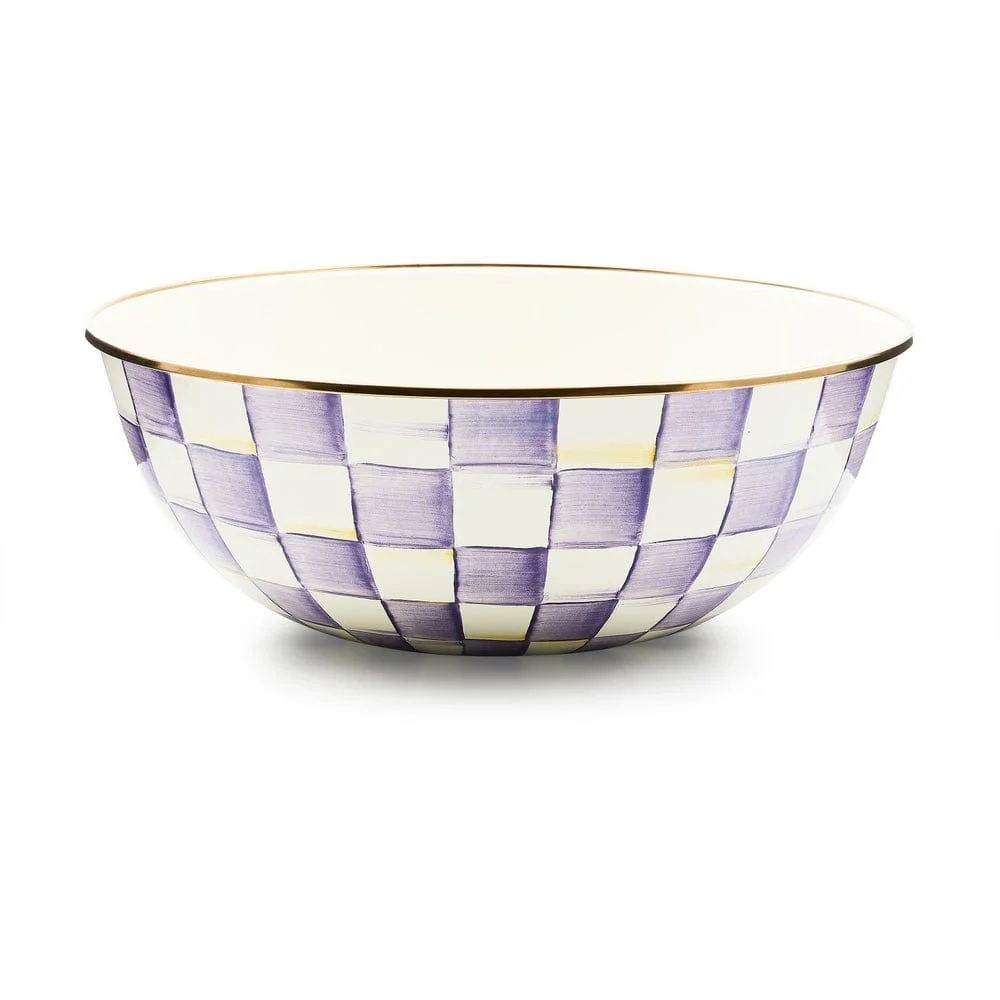 MacKenzie-Childs Violet Check Extra Large Everyday Bowl