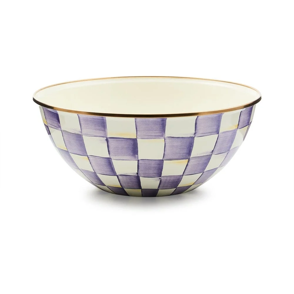 MacKenzie-Childs Violet Check Large Everyday Bowl