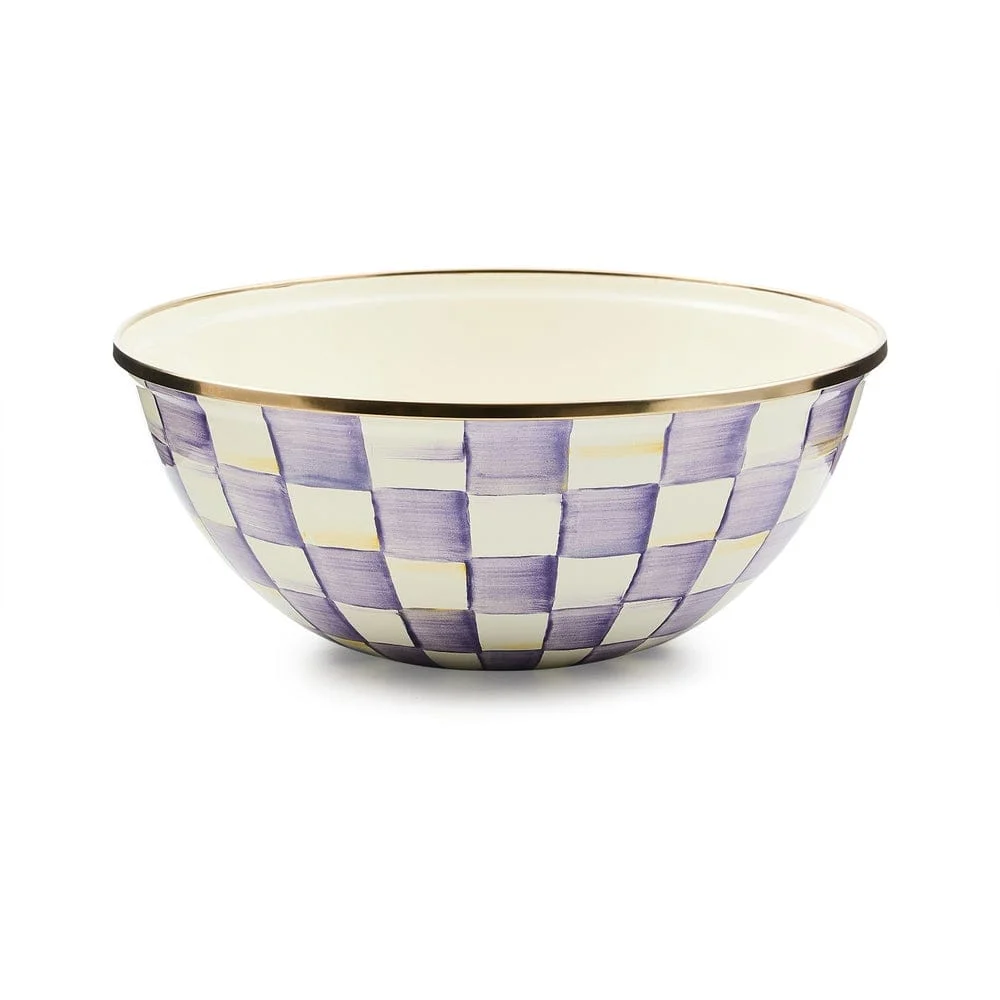 MacKenzie-Childs Violet Check Medium Everyday Bowl