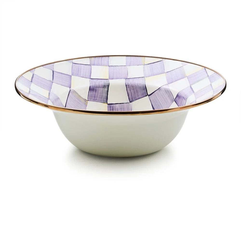 MacKenzie-Childs Violet Check Serving Bowl
