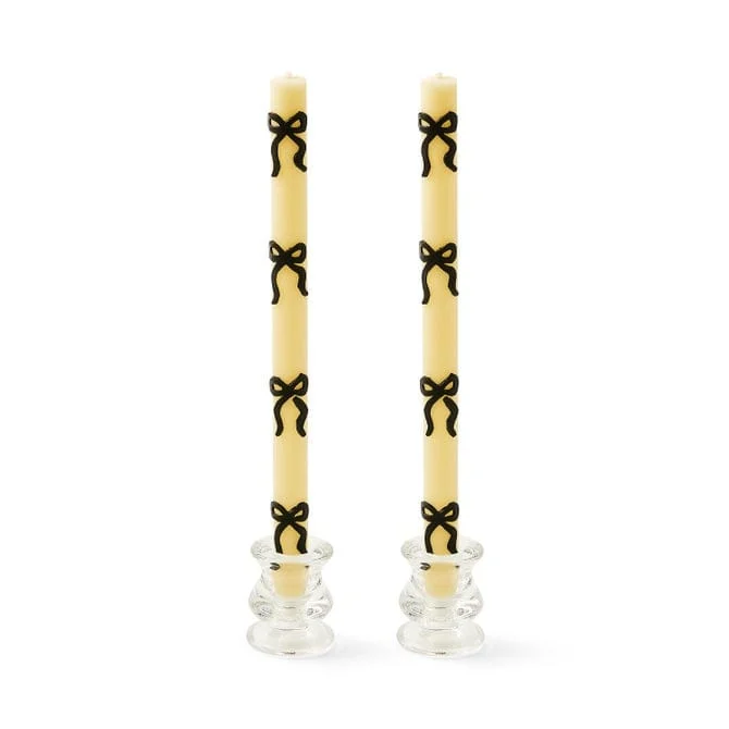 MacKenzie-Childs Black Bow Dinner Candles, Set of 2