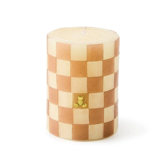 MacKenzie-Childs Mocha Check 4" Pillar Candle