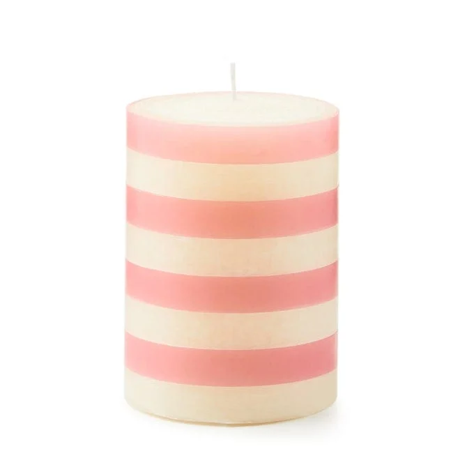 MacKenzie-Childs Pink Bands 4" Pillar Candle