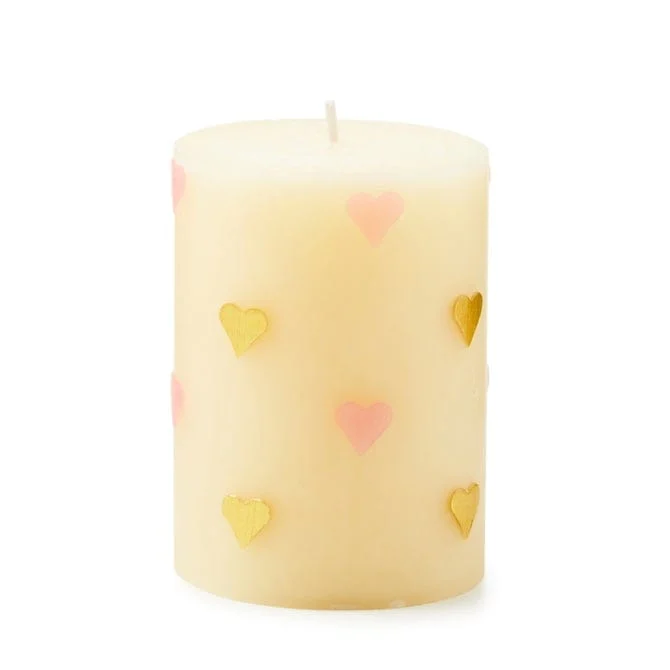 MacKenzie-Childs Pink Hearts 4" Pillar Candle