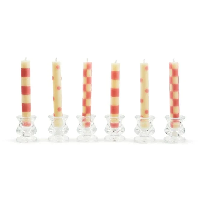 MacKenzie-Childs Pink Mini Dinner Candles, Set of 6
