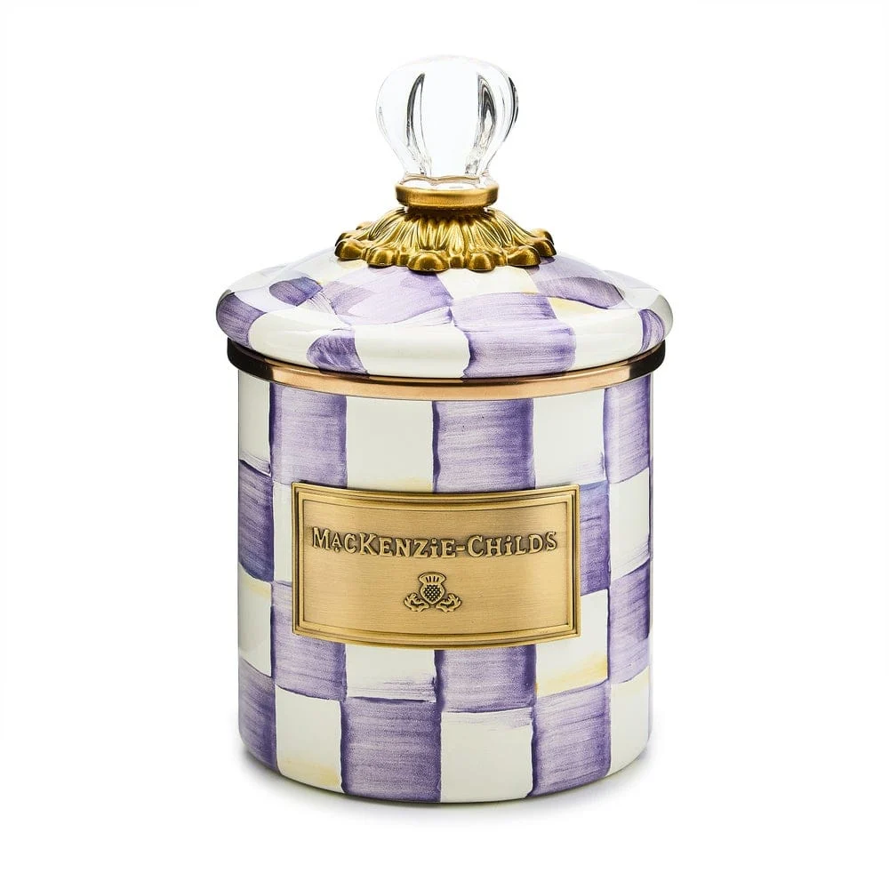MacKenzie-Childs Violet Check Demi Canister