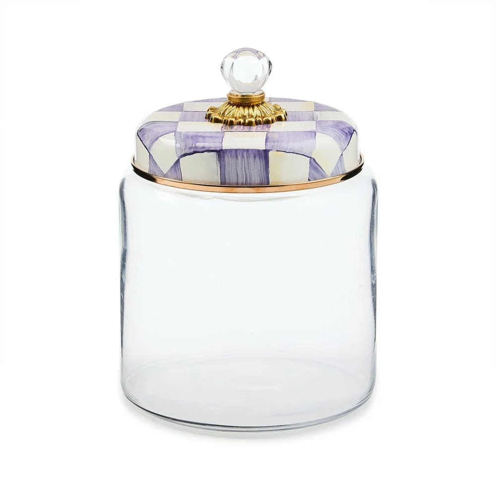 Mackenzie-Childs Violet Check Large Kitchen Canister
