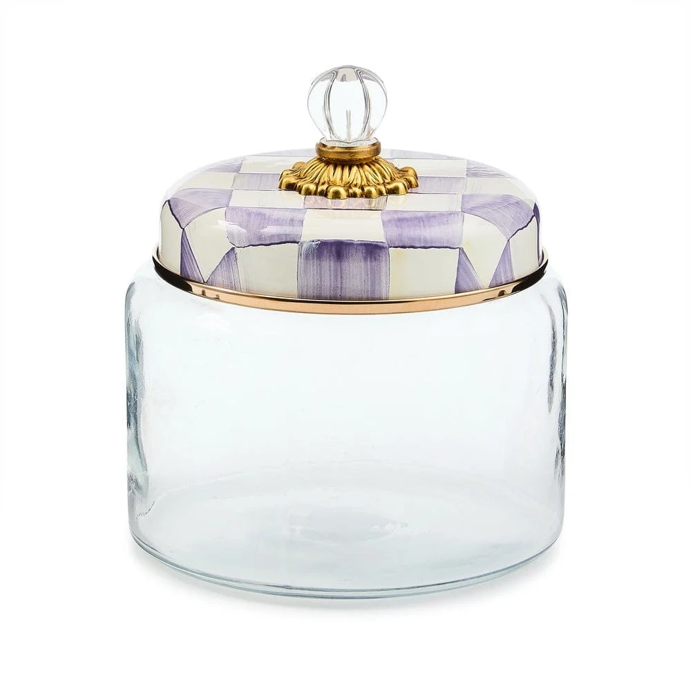 Mackenzie-Childs Violet Check Medium Kitchen Canister