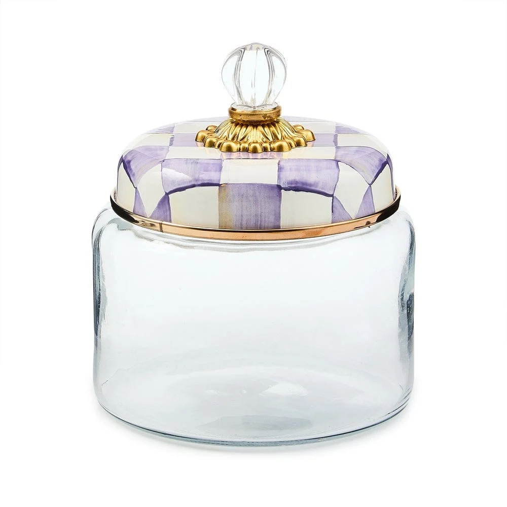 Mackenzie-Childs Violet Check Small Kitchen Canister
