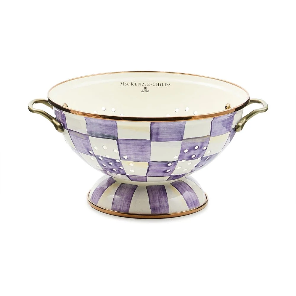 Mackenzie-Childs Violet Check Large Colander