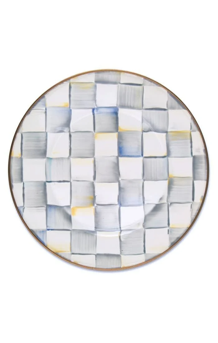 MacKenzie-Childs Sterling Check Enamel Dinner Plate