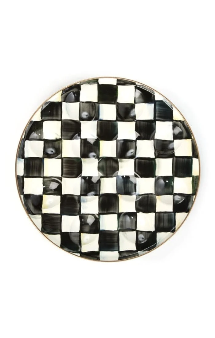 Mackenzie-Childs Courtly Check Enamel Egg Plate