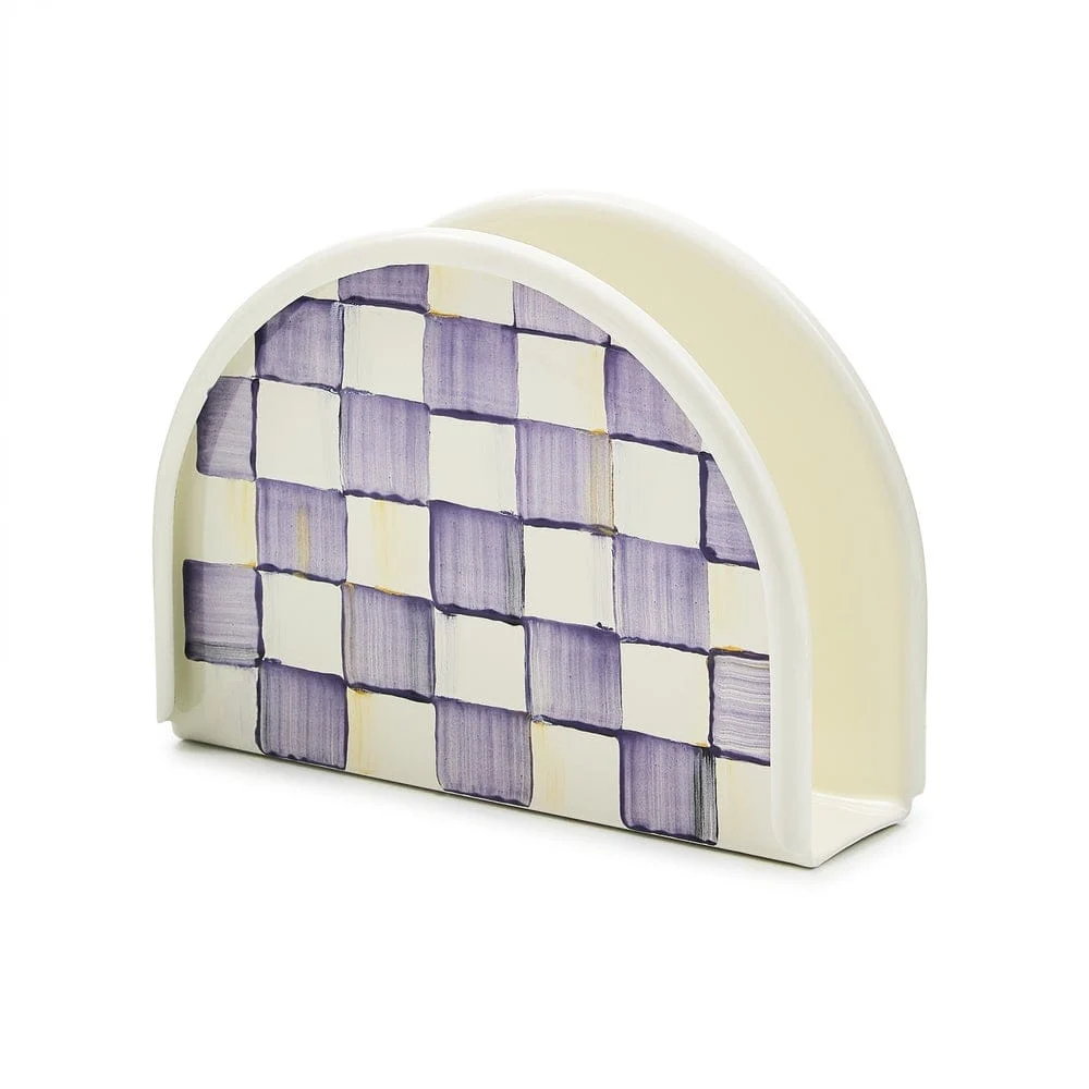 Mackenzie-Childs Violet Check Napkin Holder