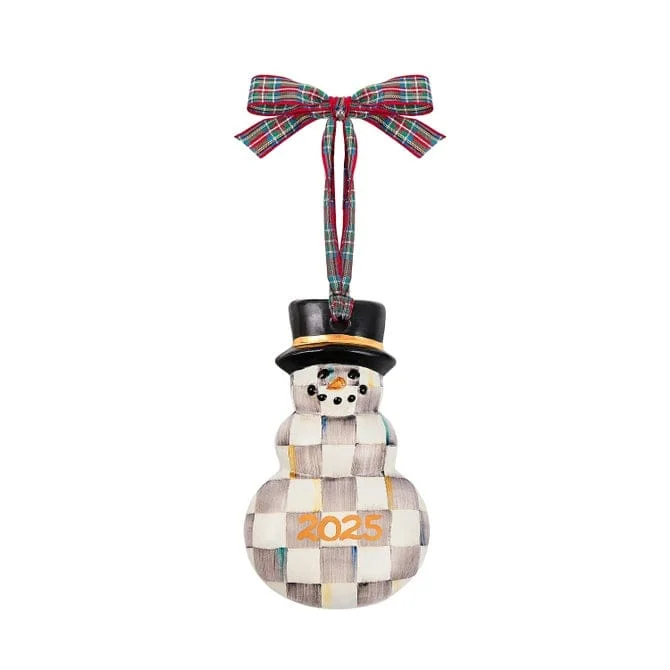 MacKenzie-Childs Sterling Check 2025 Snowman Ornament - Final Sale
